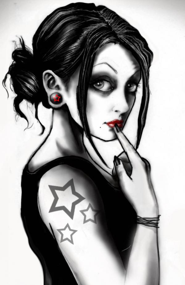 Gothic Beauty Print By Boo Pin Up And Cartoon Girls Art Hot Sex Picture 