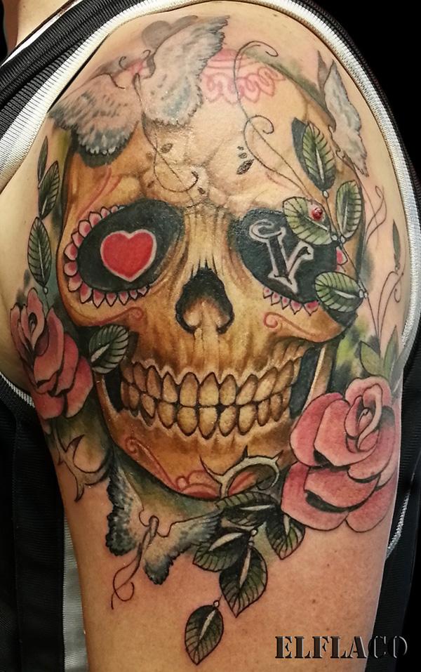 Flower Sugar Skull Tattoo