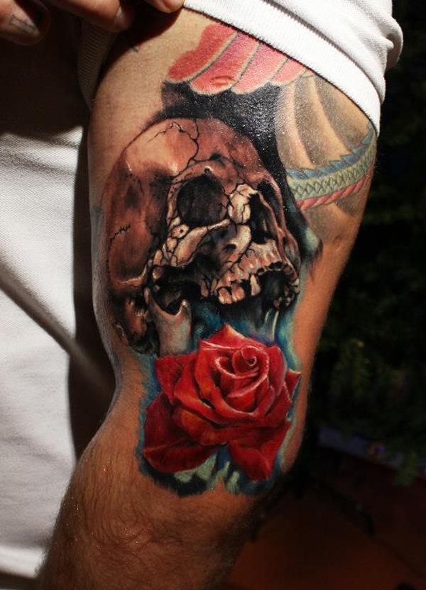 Skull Rose Hand Tattoo