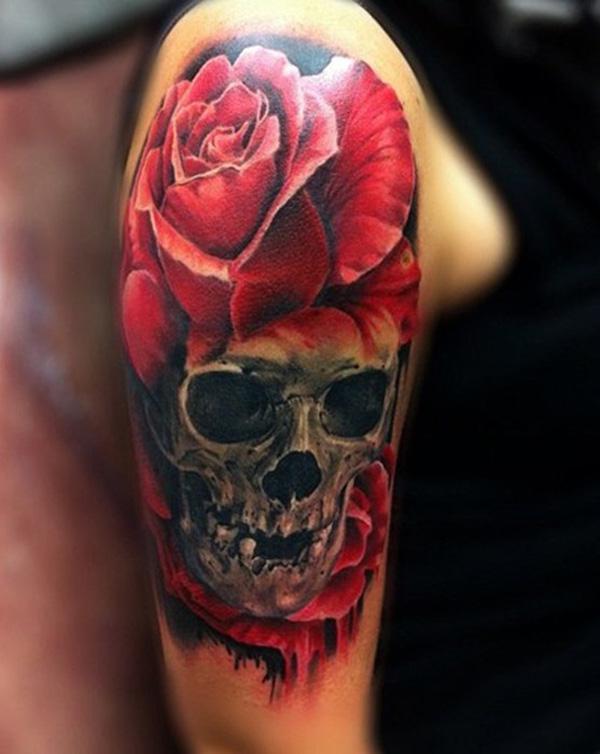 Skull và hoa hồng hình xăm - 100 ảnh vui nhộn Skull Tattoo Designs <3 <3