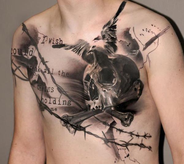 Skull Tattoo trên ngực - 100 ảnh vui nhộn Skull Tattoo Designs <3 <3