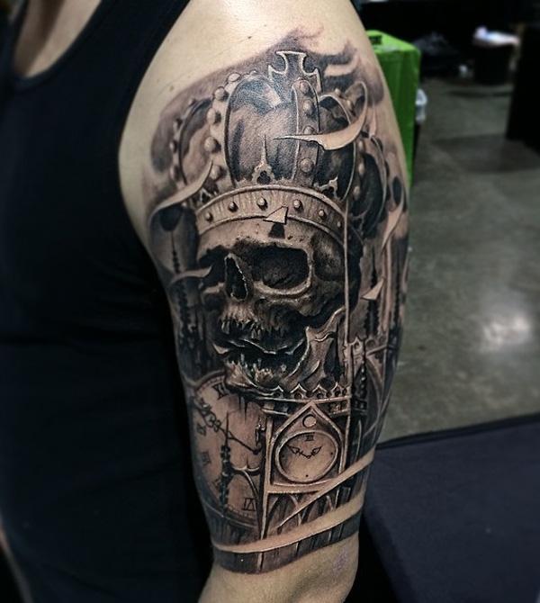 Skull và vương miện hình xăm - 100 ảnh vui nhộn Skull Tattoo Designs <3 <3