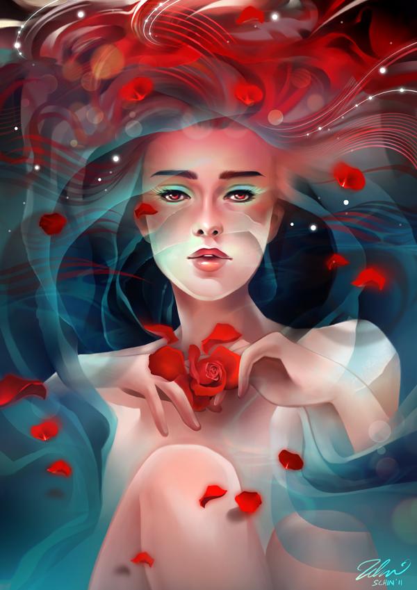 Rose tea - Fantasy Digital Portraits by Schin Loong  <3 <3