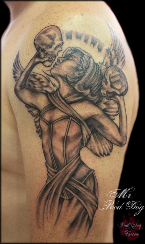 Angel với hộp sọ - 60 Thánh Thiên thần Tattoo Designs <3 <3