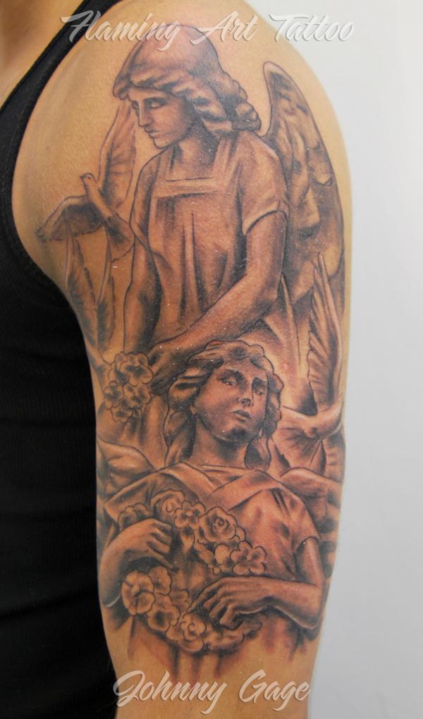 Thiên thần nửa tay hình xăm - 60 Thánh Thiên thần Tattoo Designs <3 <3