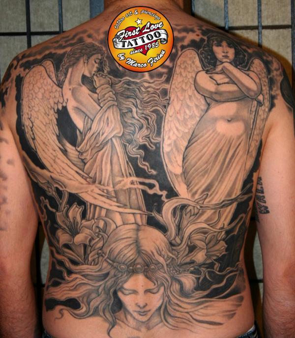Thiên thần trên lưng - 60 Thánh Thiên thần Tattoo Designs <3 <3