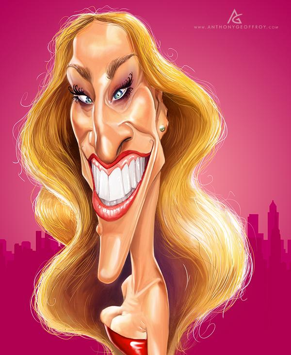 Carrie Bradshaw - Caricature Illustrations by Anthony Geoffroy | Art and Design 