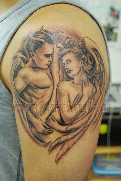 The Devil và Angel Tattoo - 60 Thánh Thiên thần Tattoo Designs <3 <3