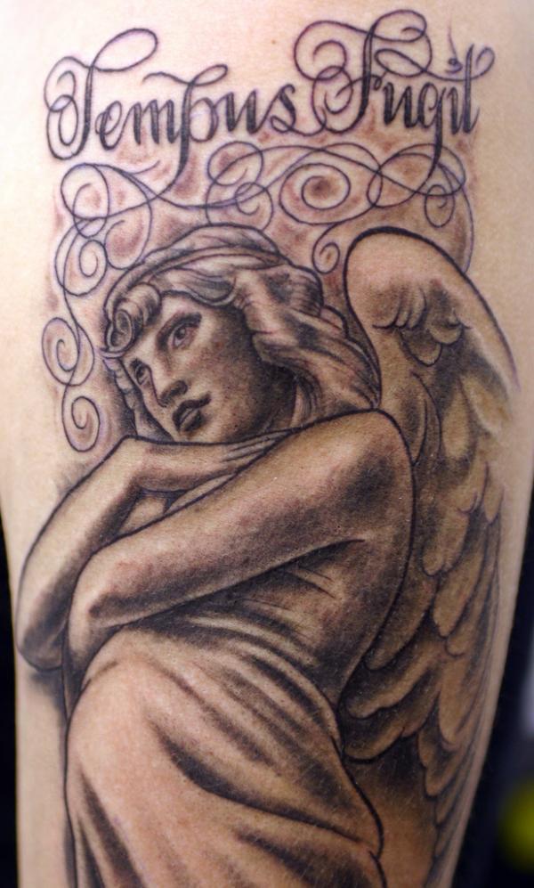 Thiên thần hình xăm Tempus Fugit - 60 Thánh Thiên thần Tattoo Designs <3 <3