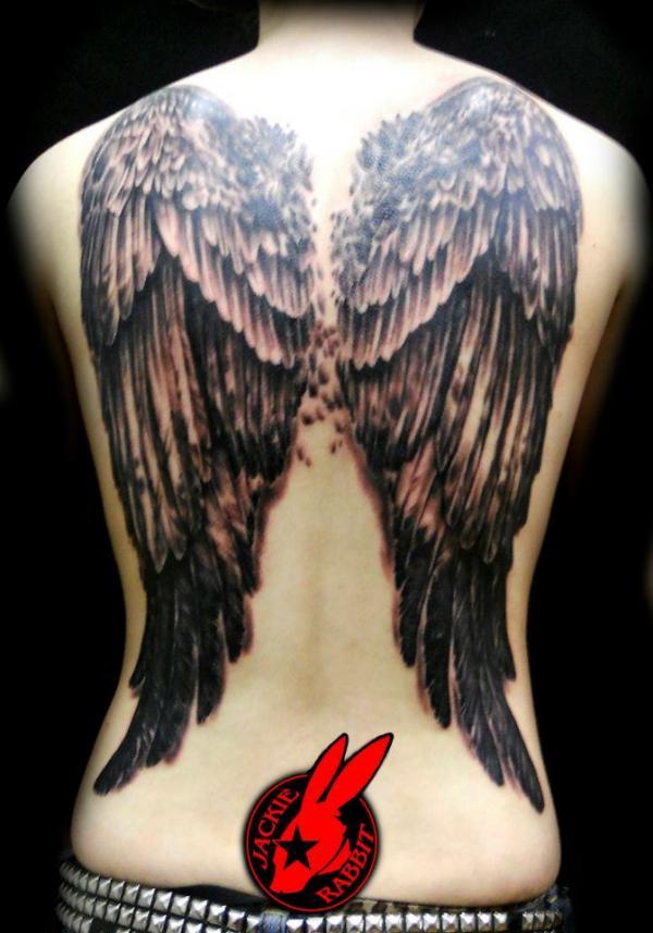 đôi cánh thiên thần lại hình xăm - 60 Thánh Thiên thần Tattoo Designs <3 <3