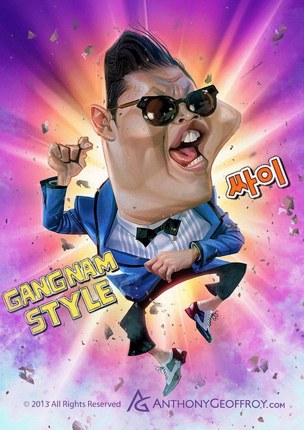 gangnam style - Anthony Geoffroy is an illustrator and character designer from Lyon, France who created a series of humorous caricature characters of some of best known celebrities using various techniques in his creations, digital and tradition art.