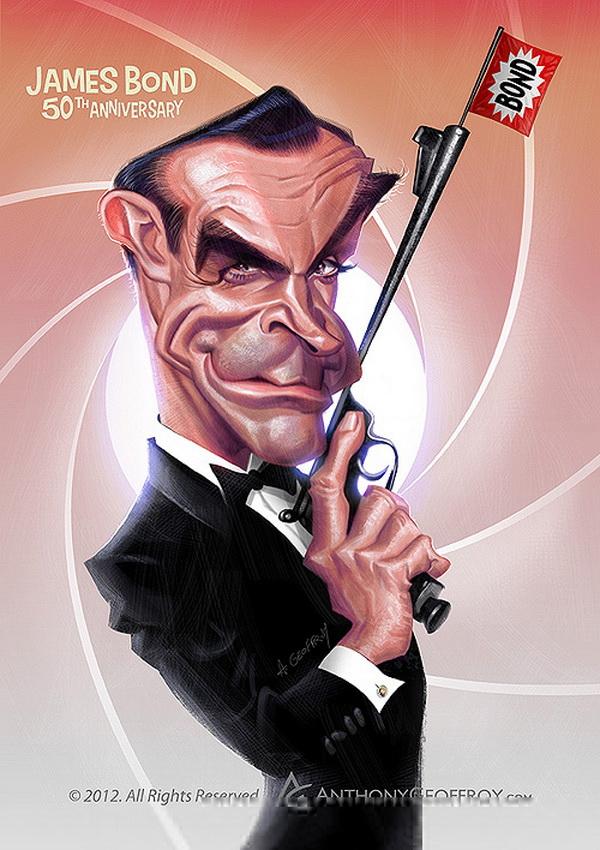 james bond 50th anniversary - Caricature Illustrations by Anthony Geoffroy | Art and Design 