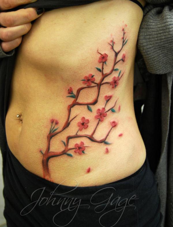 hoa anh đào xăm trên sườn - 30 ảnh vui nhộn Cherry Tattoos Designs <3 <3
