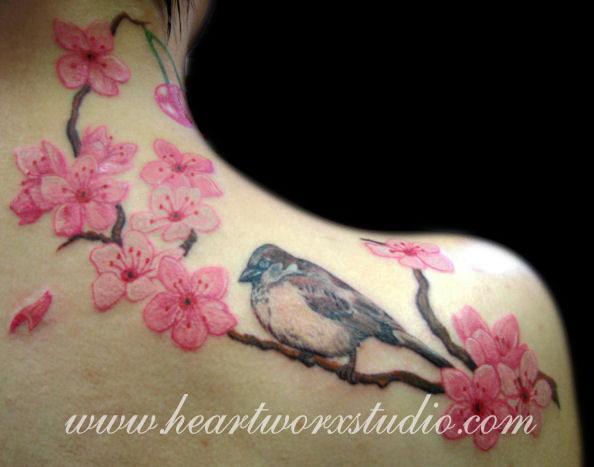 chim sẻ và hoa anh đào - 30 ảnh vui nhộn Cherry Tattoos Designs <3 <3