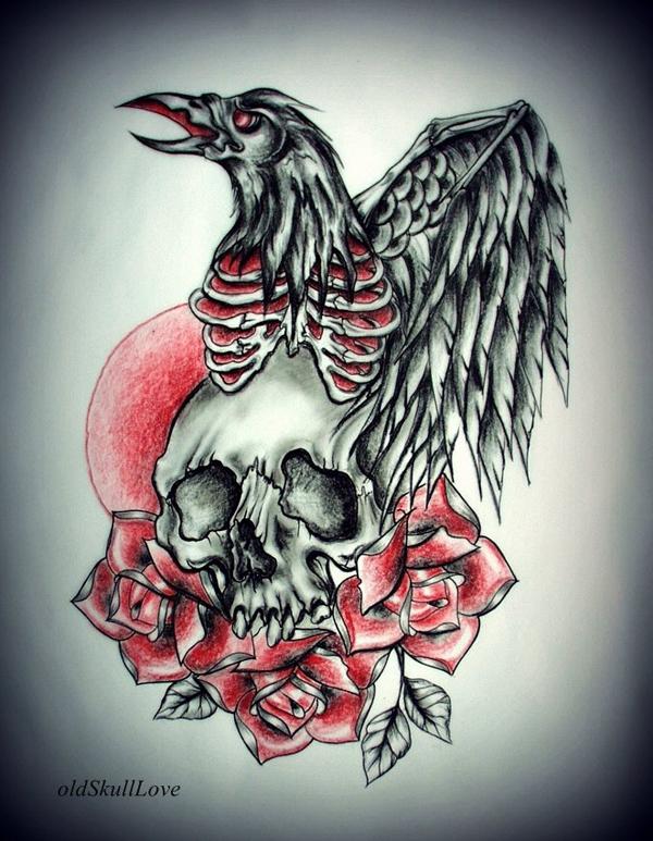 raven_and_skull_tattoo_design_by_oldskulllovebymw