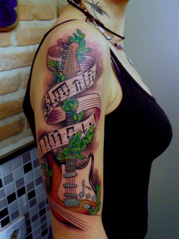 đàn guitar hình xăm - 60 ảnh vui nhộn Tattoo Designs Âm nhạc <3 <3