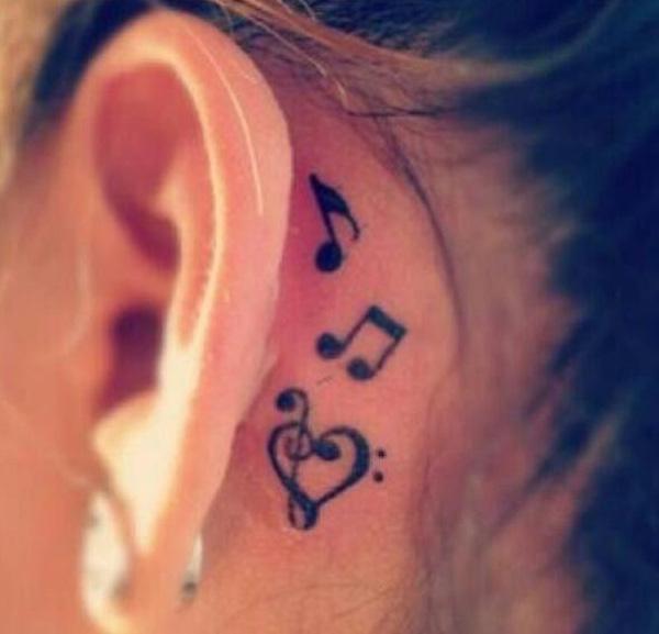 Nhạc hình xăm phía sau tai - 60 ảnh vui nhộn Tattoo Designs nhạc <3 <3
