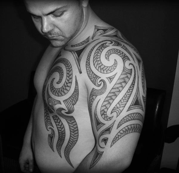 Hawaiian Tribal Chest Tattoo