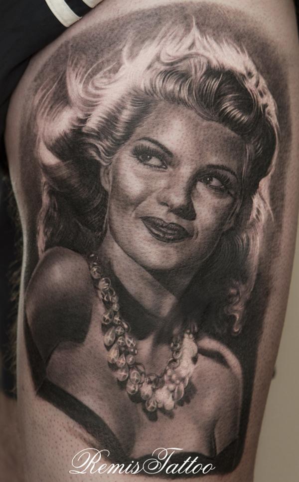 Rita Hayworth hình xăm - 45 ảnh vui nhộn Portrait Tattoo Designs <3 <3