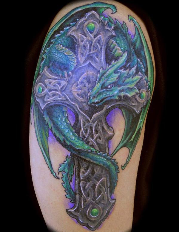 Rồng chéo hình xăm của Jackie Rabbit - 50 Creative Chữ thập Tattoo Designs <3 <3