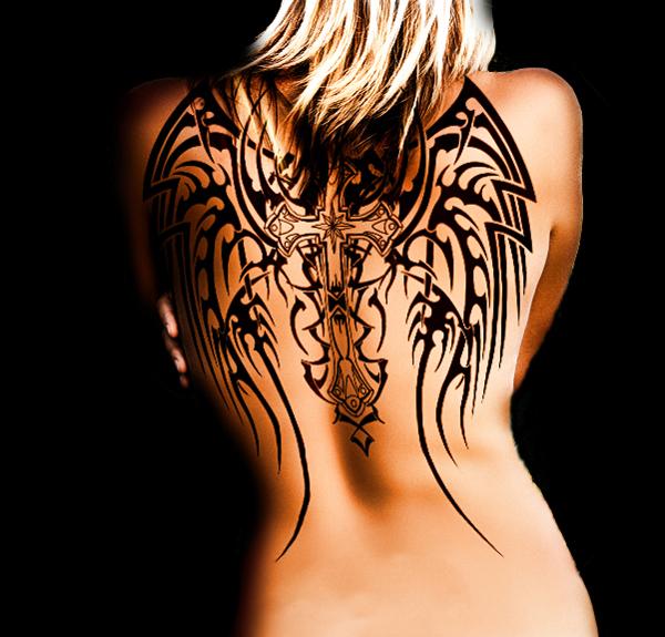 Thiên thần chéo cánh hình xăm - 50 Creative Chữ thập Tattoo Designs <3 <3