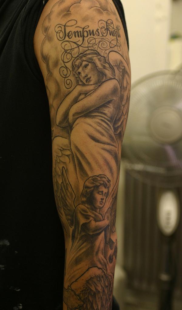 Tempus Fugit cherub Tattoo - 50+ mát Sleeve Tattoo Designs <3 <3