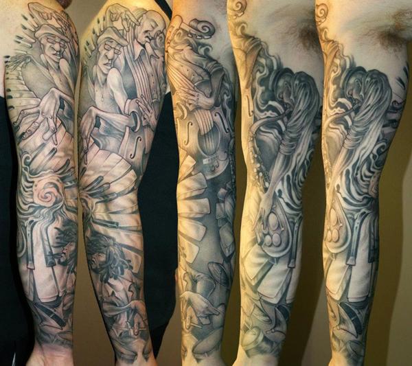 Jazz Sleeve - 50+ mát Sleeve Tattoo Designs <3 <3