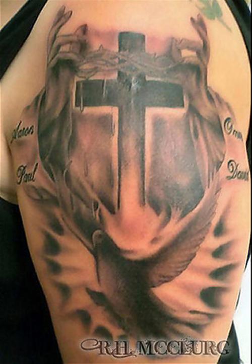chim bồ câu-cross-xăm-rhmcclurg-vegas - 50 Creative Chữ thập Tattoo Designs <3 <3