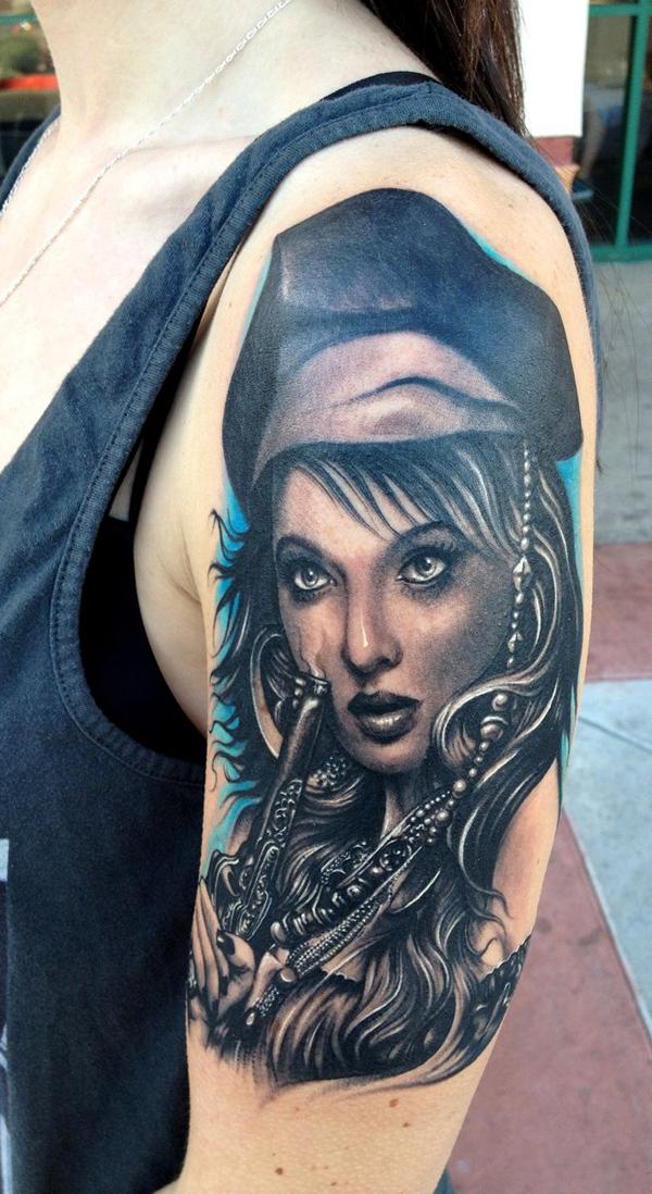 xăm cướp biển - 45 ảnh vui nhộn Portrait Tattoo Designs <3 <3