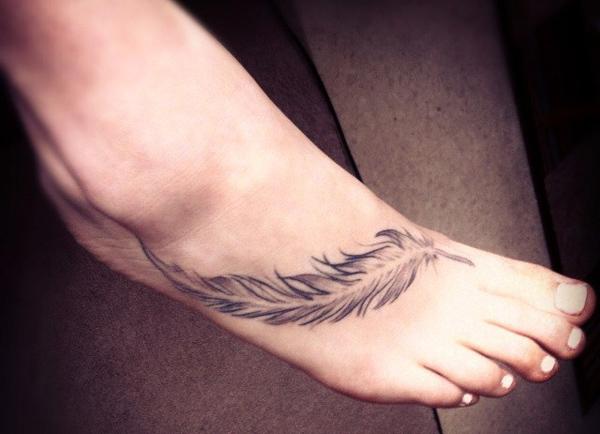 Feather Foot Tattoo Quote
