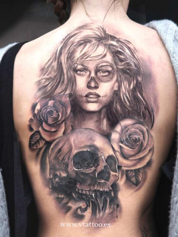 Skull Sleeve Tattoo For Girls
