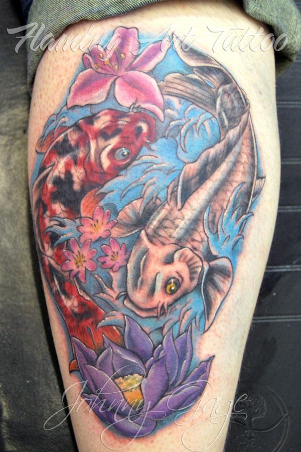 koi cá hình xăm trên bắp chân - 50 ảnh vui nhộn Fish Tattoo Designs <3 <3