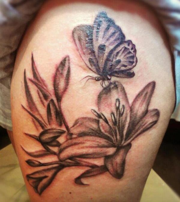 Lily và bướm hình xăm - 65 + đẹp Flower Tattoo Designs <3 <3