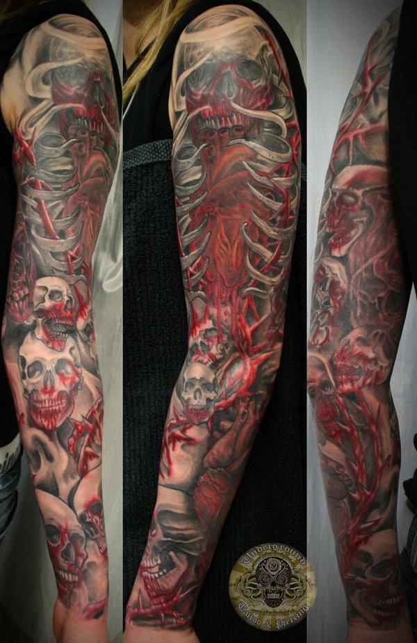 Tim Skull Armsleeve ăn xin - 80+ Ví dụ Awesome Full Sleeve Tattoo Ý tưởng <3 <3