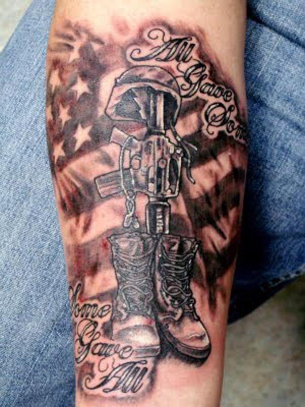 14 military US flag tattoo