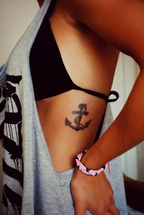 small anchor tattoo on side - 35 Awesome Anchor tattoo Designs  <3 <3