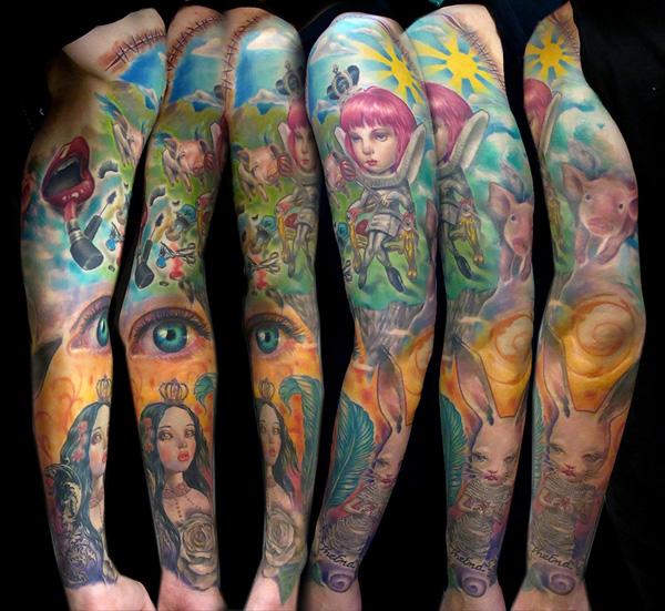 freaky wonderland - 80+ Ví dụ Awesome Full Sleeve Tattoo Ý tưởng <3 <3