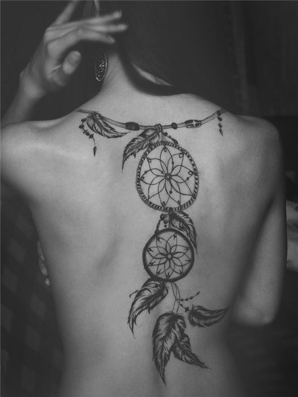 Dreamcatcher hình xăm trên lưng - 50 Dreamcatcher Tattoo Designs Phụ nữ <3 <3