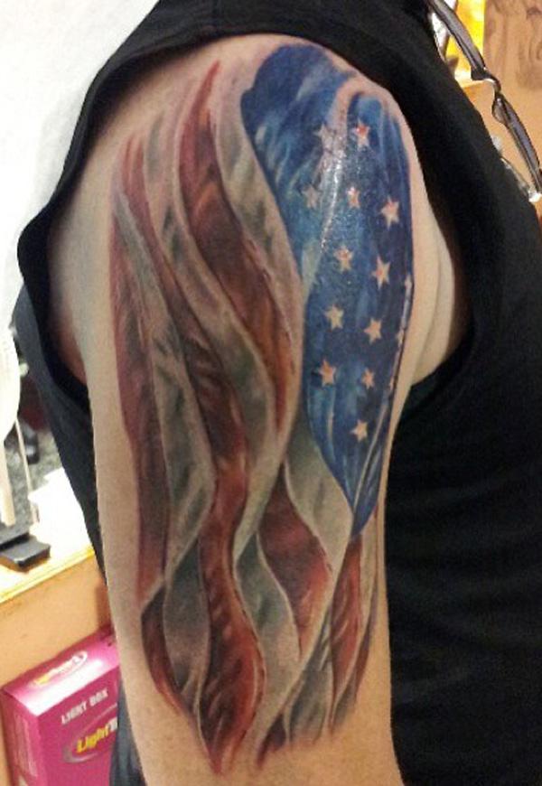 19 American flag sleeve tattoo