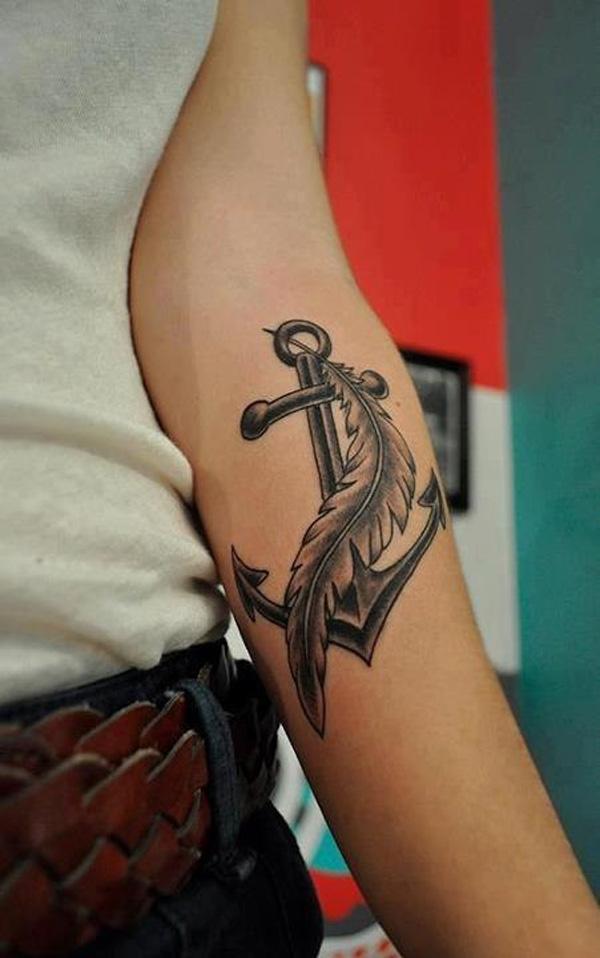 anchor feather tattoo - 35 Awesome Anchor tattoo Designs  <3 <3