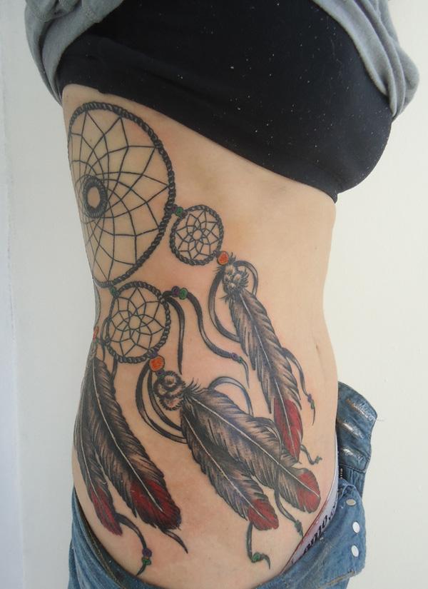 Dreamcatcher xăm sườn - 50 Dreamcatcher Tattoo Designs Phụ nữ <3 <3