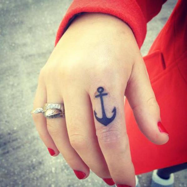 cute anchor tattoo on finger - 35 Awesome Anchor tattoo Designs  <3 <3