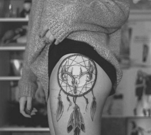 Thigh Tattoo Dreamcatcher