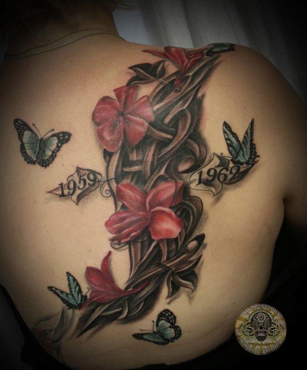 hoa bướm bộ lạc tat - 65 + đẹp Flower Tattoo Designs <3 <3