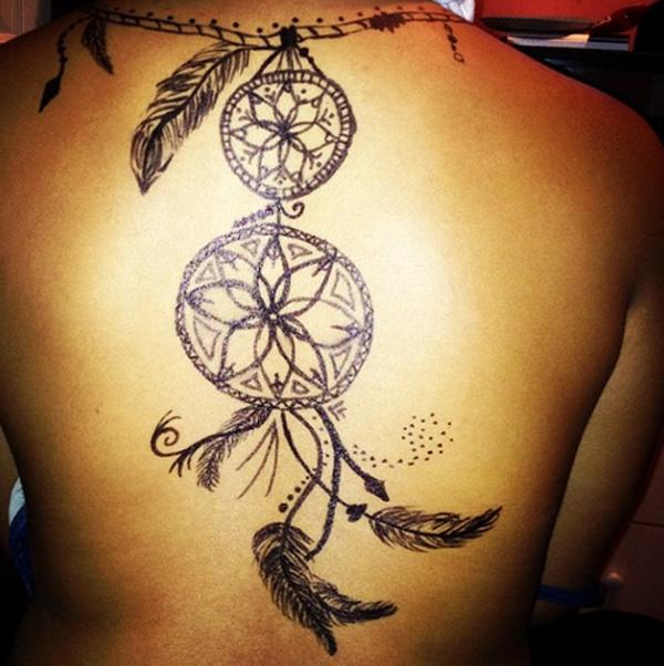 Dreamcatcher hình xăm trên lưng - 50 Dreamcatcher Tattoo Designs Phụ nữ <3 <3