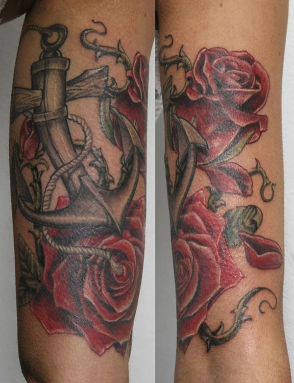 anchor and roses - 35 Awesome Anchor tattoo Designs  <3 <3