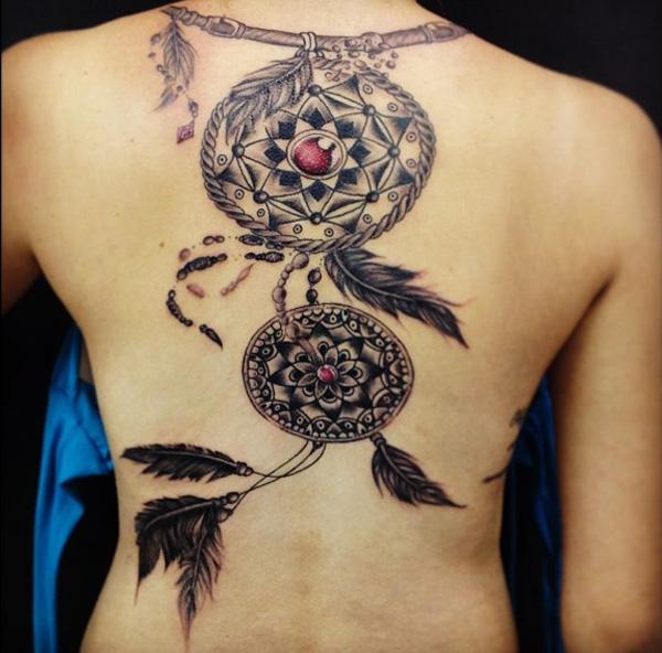 Dreamcatcher hình xăm trên lưng - 50 Dreamcatcher Tattoo Designs Phụ nữ <3 <3