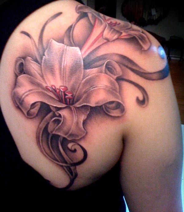 Đen Lily Flower Tattoo - 65 + đẹp Flower Tattoo Designs <3 <3