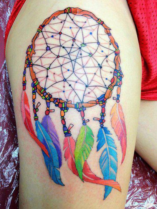 Dreamcatcher hình xăm đầy màu sắc - 50 Dreamcatcher Tattoo Designs Phụ nữ <3 <3