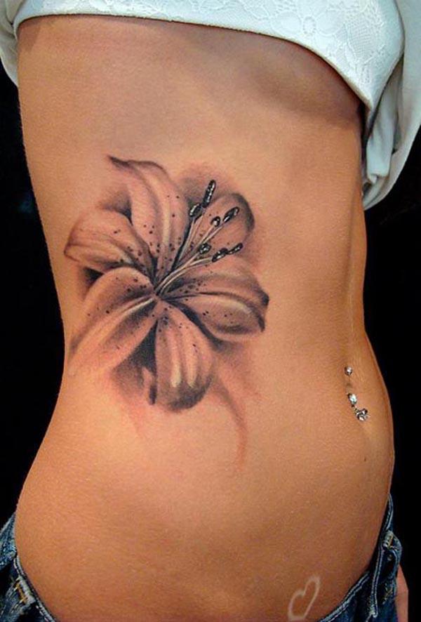 Flower Tattoo Black And Whitelily Flower Tattoo On Foot